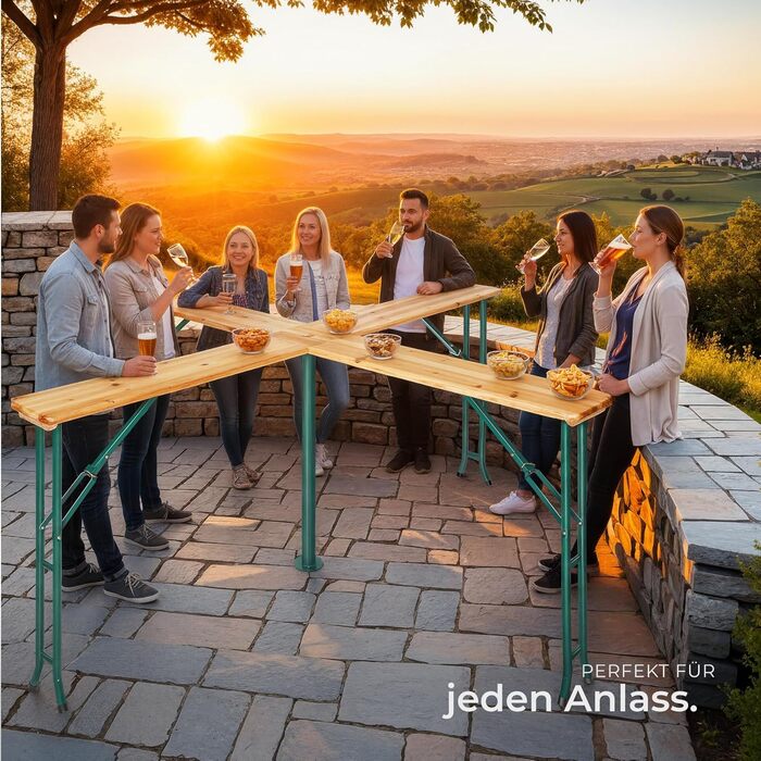 Стіл tectake Quattro як комплект пивного намету, дерев&39яний пивний стіл XXL, складаний, вуличний розкладний стіл з тримачем для парасольки, всепогодний садовий стіл, місце для 20 осіб, міцний та стійкий