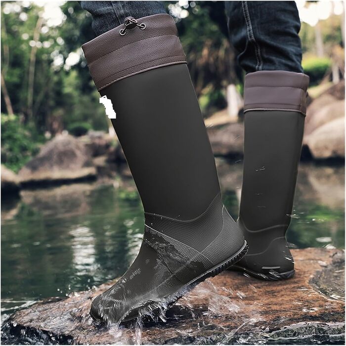 Чоловічі гумові чоботи, високі гумові чоботи, водонепроникні та протиковзкі, функціональні всесезонні чоботи, коричневі, розмір 43 EU