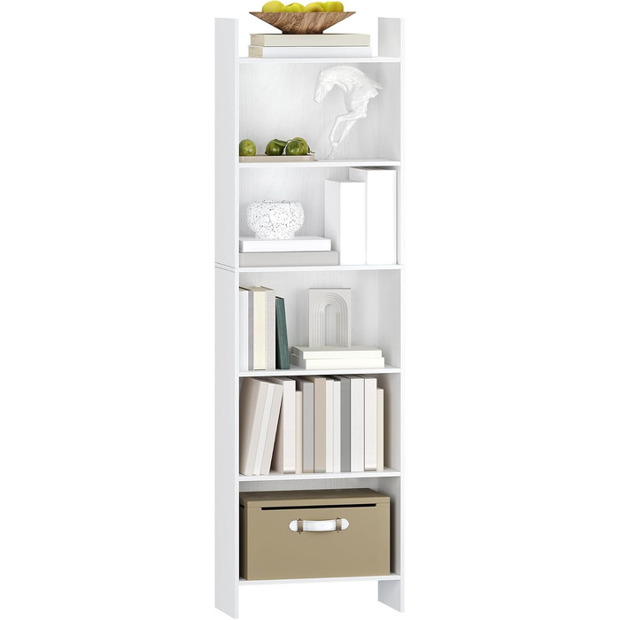 Книжкова полиця Hzuaneri, полиця, окремостояча полиця, офісна полиця, з 6 відділеннями, відкрита, для вітальні, кабінету, офісу, як роздільник кімнати, 24 x 48 x 170 см, біла 01103XBC Білий 24 x 48 x 170 см