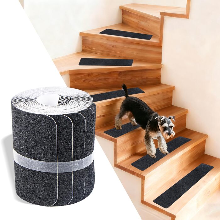 Самоклеючі, нековзні сходинки, 10 шт. , 60x10 см, для дерев&39яних сходинок та підлоги, чорні