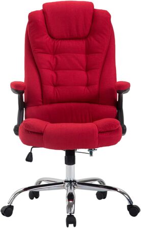 Крісло керівника CLP XXL Thor з тканинною оббивкою, максимальне навантаження 150 кг, офісне крісло з підлокітниками, регульована висота, обертове крісло з товстою оббивкою, колір червоний