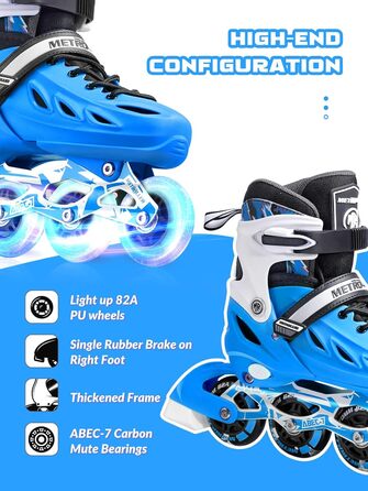 Роликові ковзани METROLLER для дівчаток та хлопчиків, жінок, чоловіків, 4 розміри, регульовані роликові ковзани з колесами, що сві