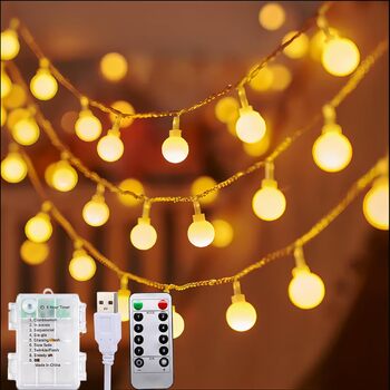 Казкові вогні 3-в-1 джерело живлення, 13M 100 світлодіодів казкові вогні акумулятор / usb / струм, 8 режимів і функція таймера, дл