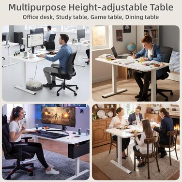 Електрично регульований по висоті стіл 120x60 см з функцією пам&39яті та портом зарядки USB, ергономічний стіл з регульованою висотою для роботи сидячи та стоячи, білий, для домашнього офісу, 120 x 60 см