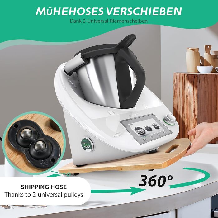 Розсувна дошка для Thermomix TM6, Розсувна дошка Thermomix TM6 з 2 універсальними колесами, Ролетна дошка для Thermomix TM6, Швидкорухома дошка Thermomix TM5, Розсувна дошка Thermomix з дерева