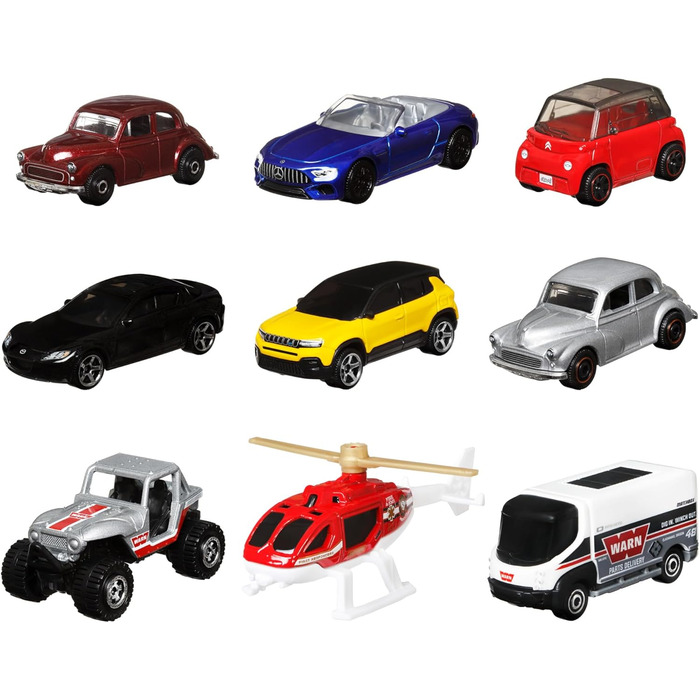 Подарунковий набір MATCHBOX - 9 литих автомобілів для годин розваг, включаючи ексклюзивний дизайн, найкращий автопарк з усіма набо