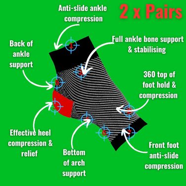 Шкарпетки Plantar People Plantar Fasciitis, 2 пари, з силіконовим гелем Heel Pad, компресія стопи для спорту, артрит, полегшення болю, бандаж для гомілковостопного суглоба для чоловіків і жінок, чорні (L/XL)