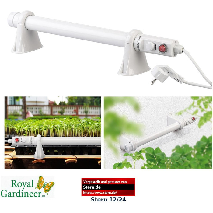 Обігрівач для теплиць Royal Gardineer Електричний занурювальний обігрівач для теплиць, 55 Вт, 51 см, IP44 (нагрівальні стрижні, підігрів ґрунту, зимовий захист)