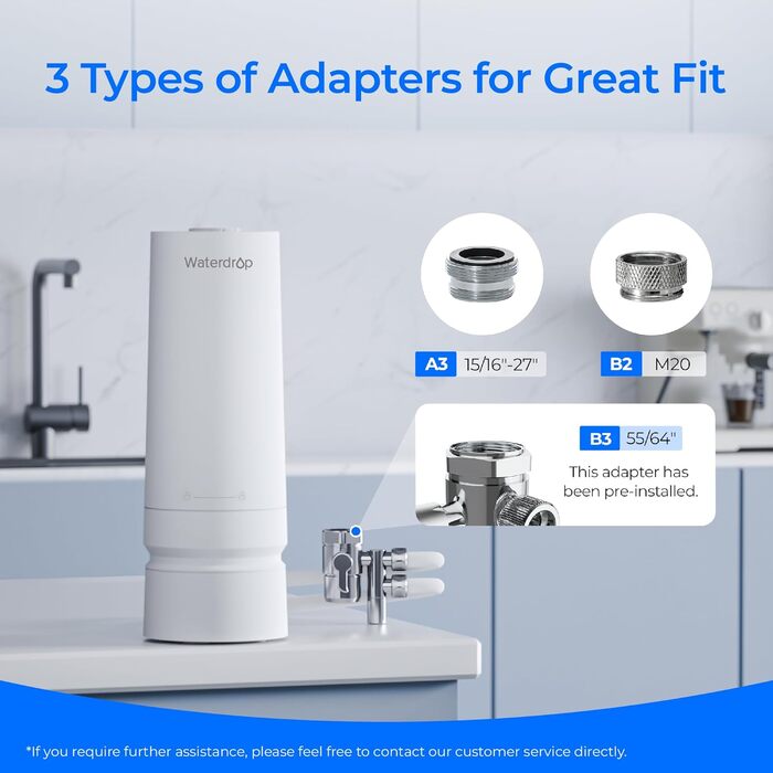 Настільний фільтр для води, 4000 галонів фільтр для води з крана з нагадуванням про термін служби фільтра, зменшує вміст важких металів, неприємного запаху та 99 хлору (1 фільтр у комплекті), 06