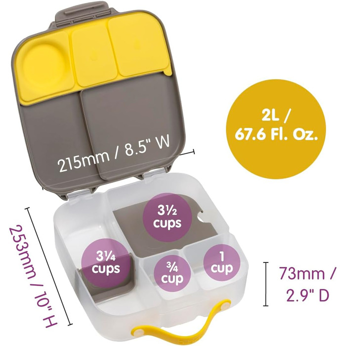 Ланчбокс дитячий b.box Batman з роздільниками Jumbo бенто-бокс з 4 відділеннями (2 герметичні), знімною перегородкою та гелевим охолоджувачем Шкільний ланчбокс для дітей від 3 років, 2 л