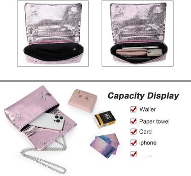 Маленький клатч з ланцюжком, модна сумка через плече, елегантна вечірня сумочка, міні-сумочка, рожевий