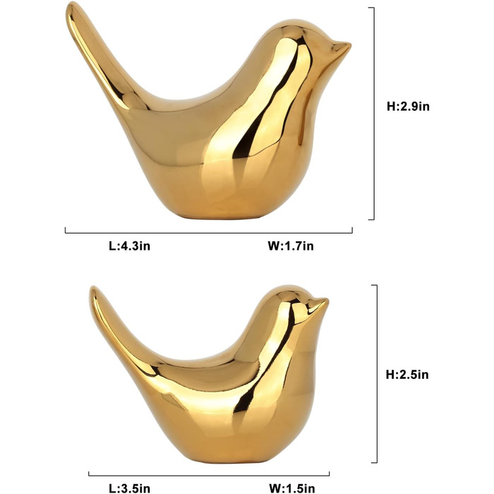 И статуя тварини, керамічний птах, декор птах кераміка, птах декор, птах керамічний декор золото вітальня, птах керамічні фігурки домашня скульптура декор, птах керамічний золотий декор, декор золото, декор стіл, 2 шт.