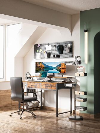 Стіл з 2 шухлядами, комп'ютерний стіл з полицями і підставкою для монітора, офісний стіл з книжковою полицею, комп'ютерний стіл дл