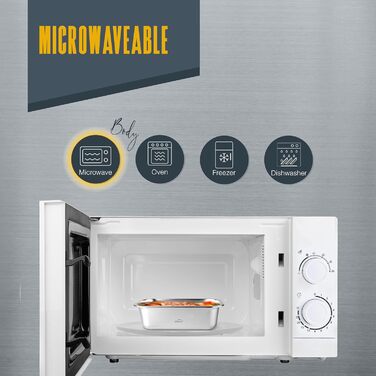 Контейнер для харчових продуктів квадратний, нержавіюча сталь 18/10, 650 мл. Підходить для мікрохвильової печі, духовки, морозильної камери та посудомийної машини, герметичний, з 4 затискачами, не містить BPA., 64613 Ecoinox