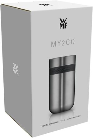 Термос для їжі WMF my2Go 500 мл та додатковий контейнер 200 мл, екологічний, нержавіюча сталь Cromargan матова, придатний для миття в посудомийній машині. Термокружка 500 мл з додатковим контейнером 200 мл.