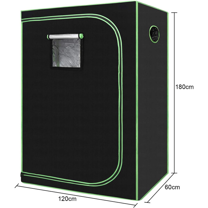 Гроубокс Growzelt 100x100x200 см, щільний та водонепроникний, 600D Oxford. Прозора теплиця для вирощування вдома з оглядовим вікном.