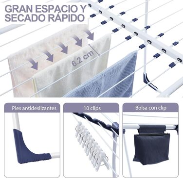 Сушарка для одягу, Сушарка для одягу з крилами, Сушарка для одягу, Висувна складна сушарка для одягу з мішком для затискачів та тр