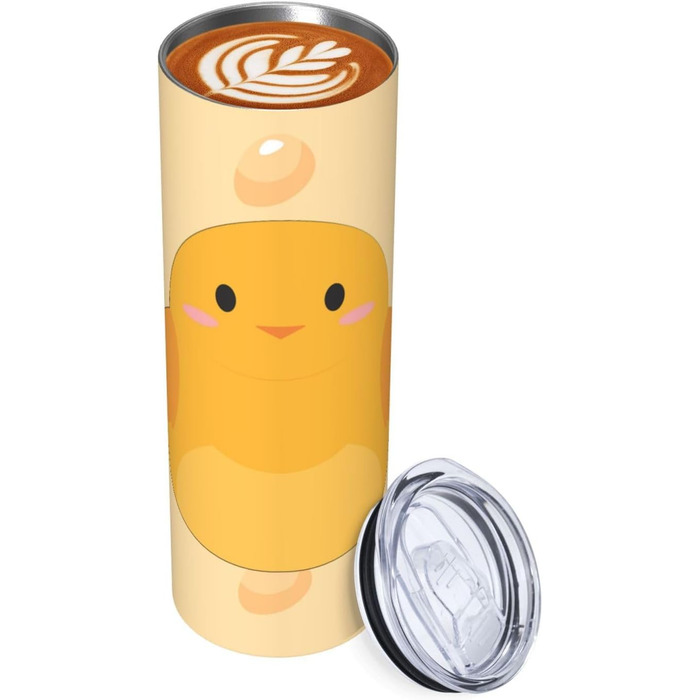 Кухоль з прямою трубочкою, 590 мл, принт мультяшного курчати, дорожній кухоль, підходить для кемпінгу, офісу та дому