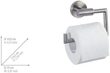 Тримач для туалетного рушника без кришки Mod. Bosio, вкл. матеріал для кріплення на стіну, 15x10,5x6,5 см, нержавіюча сталь матови