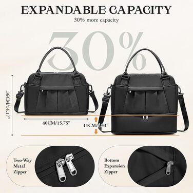 Мала дорожня сумка, 40x20x25 см, Ручна поклажа Ryanair для літаків, Спортивна сумка на вихідні, Жіноча водонепроникна дорожня сумка, Сумка для підгузків, Сумка для клініки, Сумка для пологів, Лікарняна сумка з відділенням для взуття, B-Black B01-black Rya