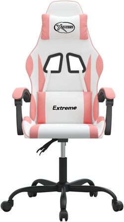Геймерське крісло, офісне крісло, білий та рожевий, штучна шкіра