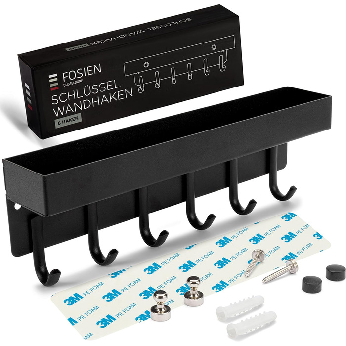 Дизайнерська ключниця FOSIEN з поличкою та магнітним тримачем для нотаток без свердління / прикраса передпокою як органайзер для к