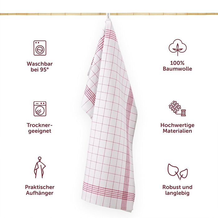 Набір Blumtal з 10 чайних рушників преміум-класу - високоякісні чайні рушники, 100 бавовна, червоні в клітинку, 50x70см 10 шт. чер