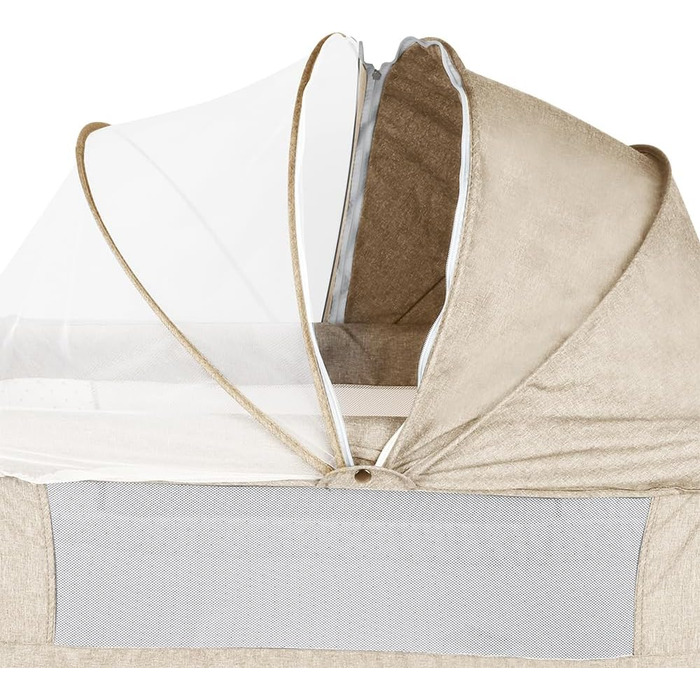 Дитяче ліжечко 3-в-1 приліжкове ліжечко, дитяча колиска та дорожнє ліжечко, 4-рівневе регулювання висоти дитячого ліжечка, що відкидається, дитяче ліжко, колиска для дітей вагою до 25 кг - 104 x 52 x 100-110 см - кремово-білий колір