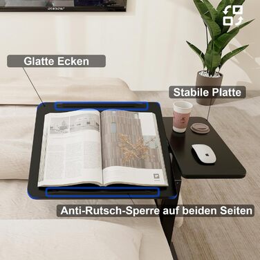 Стіл для ноутбука PUNCIA з регульованою висотою 70-100 см, обертова підставка для ноутбука з колесами, мобільний стоячий стіл над ліжком, ергономічний стіл для сидячого та стоячого використання, візок для презентацій, для ліжка, дивана, офісу, чорного кол