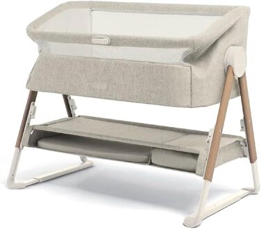 Ліжечко-тумбочка Mamas & Papas Lua, знімний кошик, відкидні боковини, матрац у комплекті, 0-6 місяців, колір бежевий