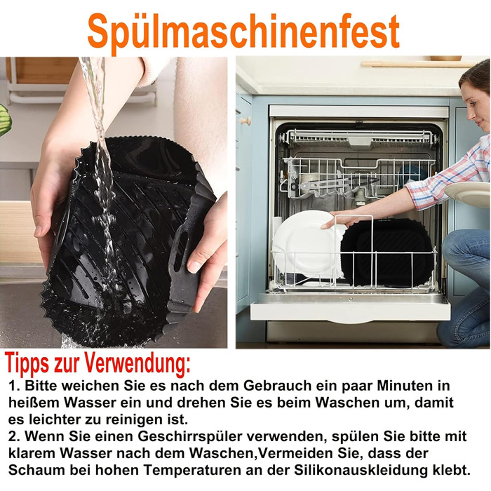 Аксесуари для двозонної фритюрниці, набір аксесуарів для фритюрниці з силіконовою формою, сумісний з Ninja AF300EU 7.6 л, COSORI 8.5 л, cookwise Devology Cecotec 9L, Balter Innsky CHEFREE 8L Double Fryers Black