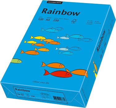 Папірус 88042766 принтер/копіювальний папір кольоровий, папір для рукоділля Rainbow 120 г/м, А4, кольоровий папір 250 аркушів, матовий, насичений синій