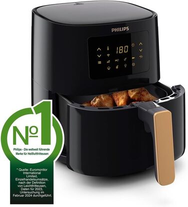 Мультипіч Philips Airfryer 5000 Series L, 4,1 л (0,8 кг), мультипіч 13-в-1, підключення до Wi-Fi, на 90 менше жиру завдяки технології Rapid Air, додаток Рецепти (HD9255/80)