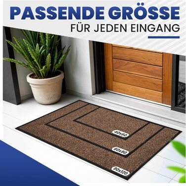 Килимок Mibao для приміщень та вулиці, 691 см, чорно-коричневий, міцний, миється, нековзний, брудозатримуючий килимок для вхідних зон, килимок для приміщень з натуральною каучуковою підкладкою