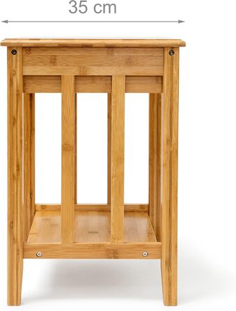 Приліжковий столик Relaxdays з бамбука з шухлядою В x Ш x Г приблизно 51,5 x 40,5 x 30,5 см. Приліжковий столик з міцної деревини, вузька тумбочка з шухлядою, невеликий столик з 2 полицями, натуральний колір, одинарний.