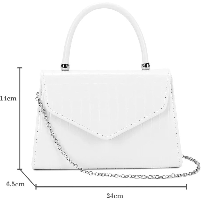 Сумка зі штучної шкіри з імітацією крокодилячої шкіри, для весілля, вечірки, святкової події, біла, середнього розміру