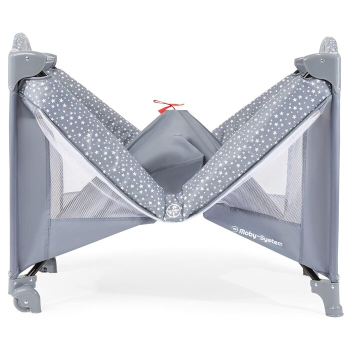 В 1 Дорожнє ліжечко-манеж для малюків Basic Plus, 2 матраци (верхній 0-6 місяців, нижній 6-36 місяців), Складана, Сумка для перенесення, Сірий, 2