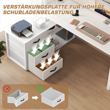 Г-подібний письмовий стіл з 3 шухлядами та місцем для зберігання речей, 140 x 105 x 75 см. Двосторонній кутовий письмовий стіл, Г-подібний письмовий стіл з 2 USB-портами для зарядки та 2 розетками, білий. 140 x 105 x 75 см. Білий