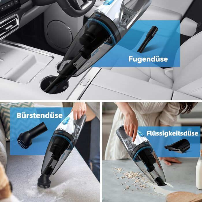 Ручний пилосос Anktel 9000Pa зі світлодіодним підсвічуванням Ручний пилосос акумуляторний для вологого та сухого прибирання з миюч