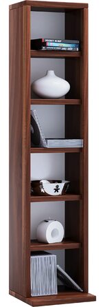 Дерев&39яна полиця VCM Компактна шафа для компакт-дисків на 102 компакт-диски або 36 DVD-дисків Розміри В 92 x Ш 21 x Г 20 см Елегантна полиця для DVD Полиця для Blu-ray Полиця для CD - горіх Elementa Core