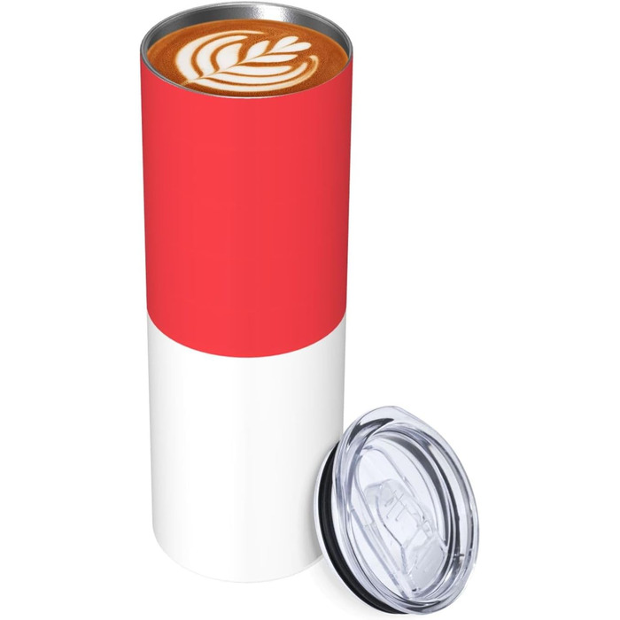 Кухоль з прямою трубочкою, принт індонезійського прапора, дорожній кухоль, підходить для кемпінгу, офісу та дому, 590 мл