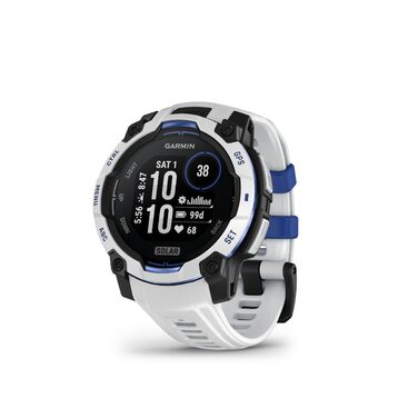 Розумний годинник Garmin Instinct 3 GPS 45 мм, сонячний, білий камінь, чорний/блакитний, 45 мм SOLAR