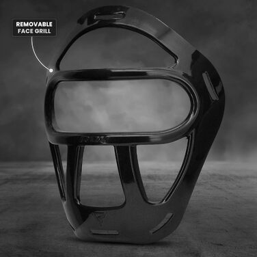 Боксерський шолом RDX, шкіра Maya Hide, захист обличчя для ММА, кікбоксингу, бойових мистецтв, тайського боксу, боксерського шолома, носа, муай-тай, тхеквондо, тренувального шолома, боксерського спарингу, чоловіків і жінок, розмір L, чорний