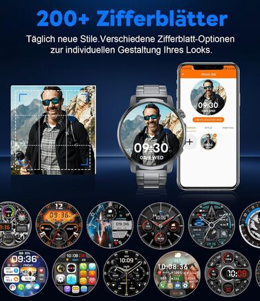 Розумний годинник FEELNEVER Military для чоловіків з акумулятором 1000 мАг/великим сенсорним екраном HD 1,85 дюйма/світлодіодним підсвічуванням, фітнес-годинник з 2 ремінцями/110 спортивних режимів, відстеження серцевого ритму/сну, водонепроникний IP68, г