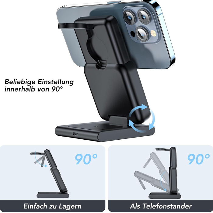 Бездротовий зарядний пристрій 3-в-1 (чорний)