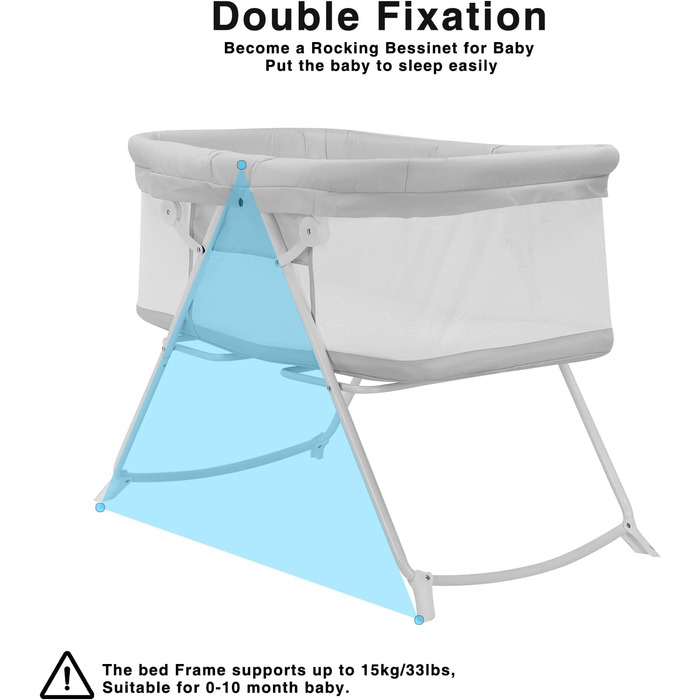 Дитяче ліжечко UBRAVOO, дитячі ліжечка та колиски 2-в-1, легко складане дорожнє ліжечко з матрацом у комплекті, багатофункціональна колиска для новонароджених - сіра