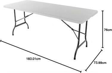 Стіл для вечірок Nexos, розкладний стіл, пивний стіл, садовий стіл, обідній стіл, фуршетний стіл з ручкою для перенесення, вигляд ротанга, 180 x 75 см, антрацитово-сірий, міцний сталевий каркас (білий гладкий)