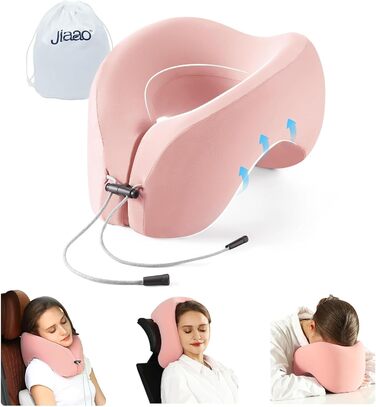 Ідеально підходить для подорожей автомобілем, поїздом і літаком - Neck Pillow Adults - Pink (New), 100 Memory Foam - Travel Gadgets - Neck Pillow