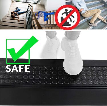 Килимки для сходів гумові зовнішні/внутрішні нековзні сходові килимки чорний розмір 150x30x4cm 150x30x4cm чорний