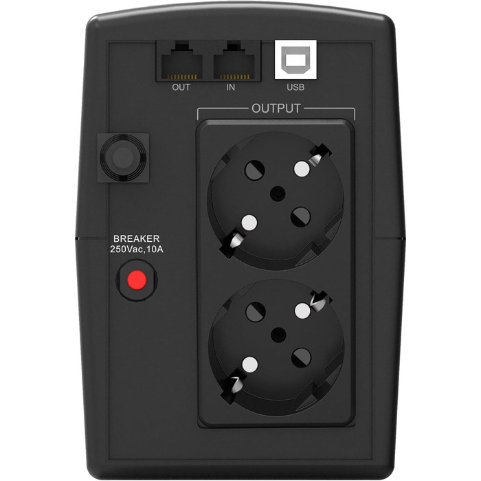 ДБЖ з чистою синусоїдою, 800 ВА / 480 Вт, ДБЖ для ігрових ПК, блоків живлення з активним PFC, Mac та консолей, джерело безперебійного живлення, 2 розетки Schuko, 800 ВА / 480 Вт